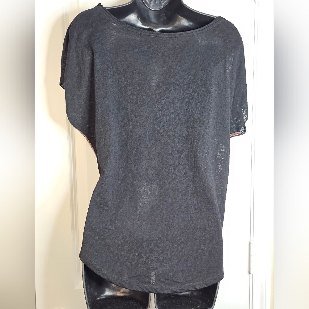 Rock & Republic Black Tie Graphic Tee Shortsleeve Women's Size Small - Picture 2 of 6